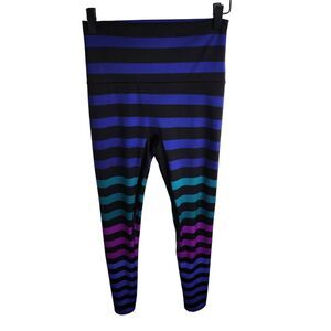 K-Deer Womens Medium Izzy Stripe Sneaker Length Legging‎ Activewear Yoga